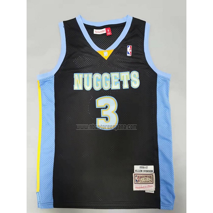 Camiseta Denver Nuggets Allen Iverson NO 3 Mitchell & Ness 2006-07 Negro
